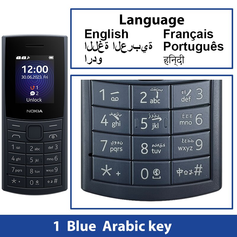 New and Original Nokia 110 4G Feature Phone 1.8" Dual SIM Cards Bluetooth 5.0 FM Radio 1450mAh Battery Rugged Push-button Phone