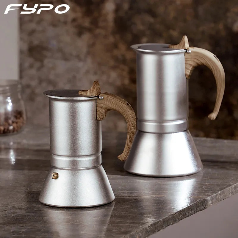 Moka Pot Aluminum Coffee Machine Bottom-covered  Espresso Geyser Coffee Maker Stove Coffee Pot Induction Cooker Heating 3/6 Cups