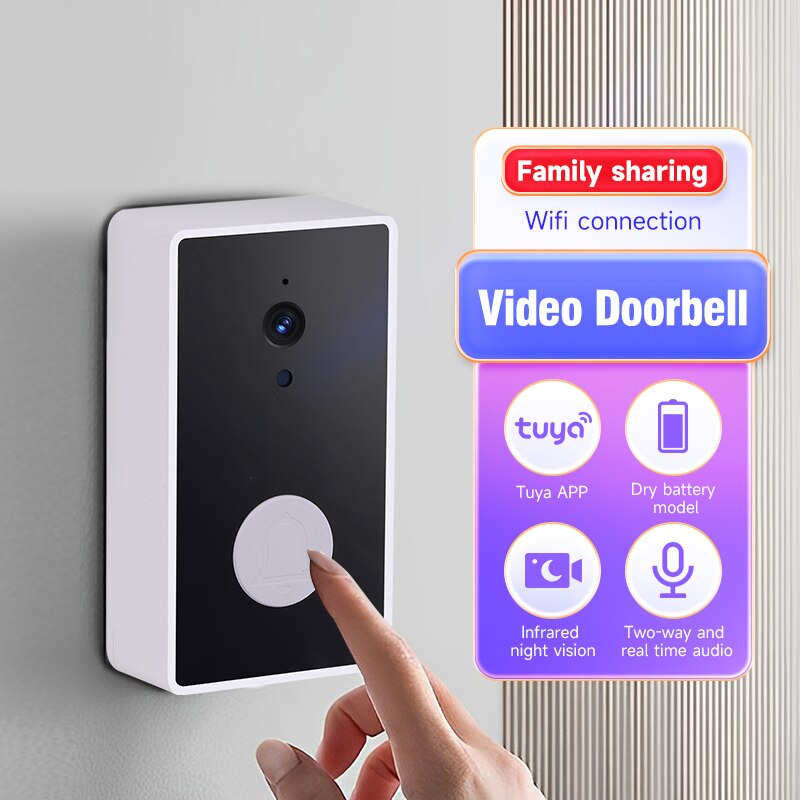 TUYA Wireless Smart Video Doorbell Camera Smart Doorbell Two-way Talkback HD Night Vision WiFi Burglar Doorbell Home Security