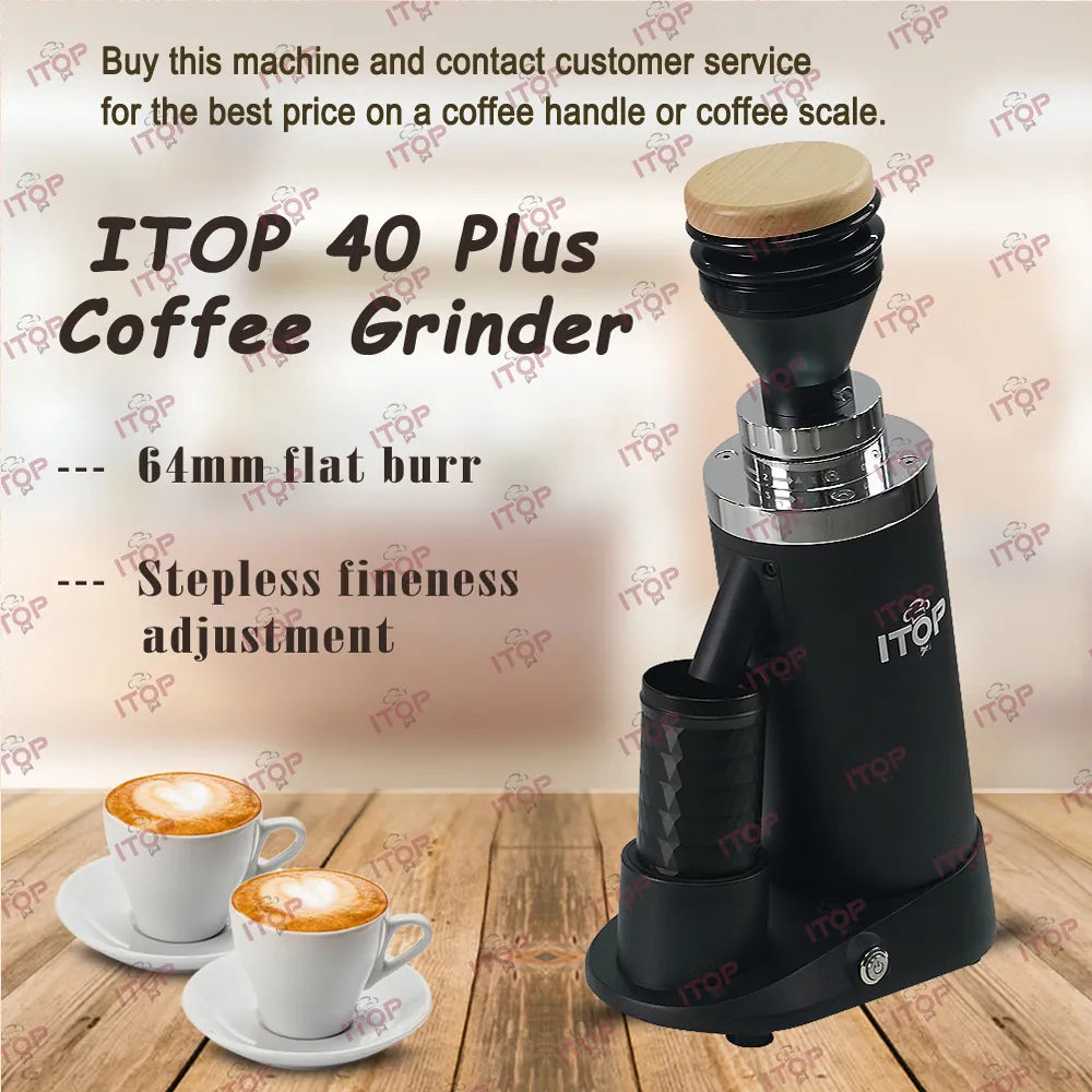 ITOP40 Plus 64MM Flat Titanium Burr Coffee Grinder Upgrade Stepless Fineness Adjustment  Espresso Coffee Powder Grinding Machine