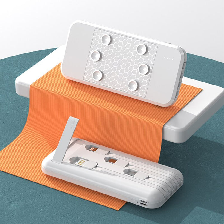 Sucker Wireless Power Bank 10000mA Portable Powerbank with 4 Charger Cables Phone Sucker Holder for all Wireless Charging Phones