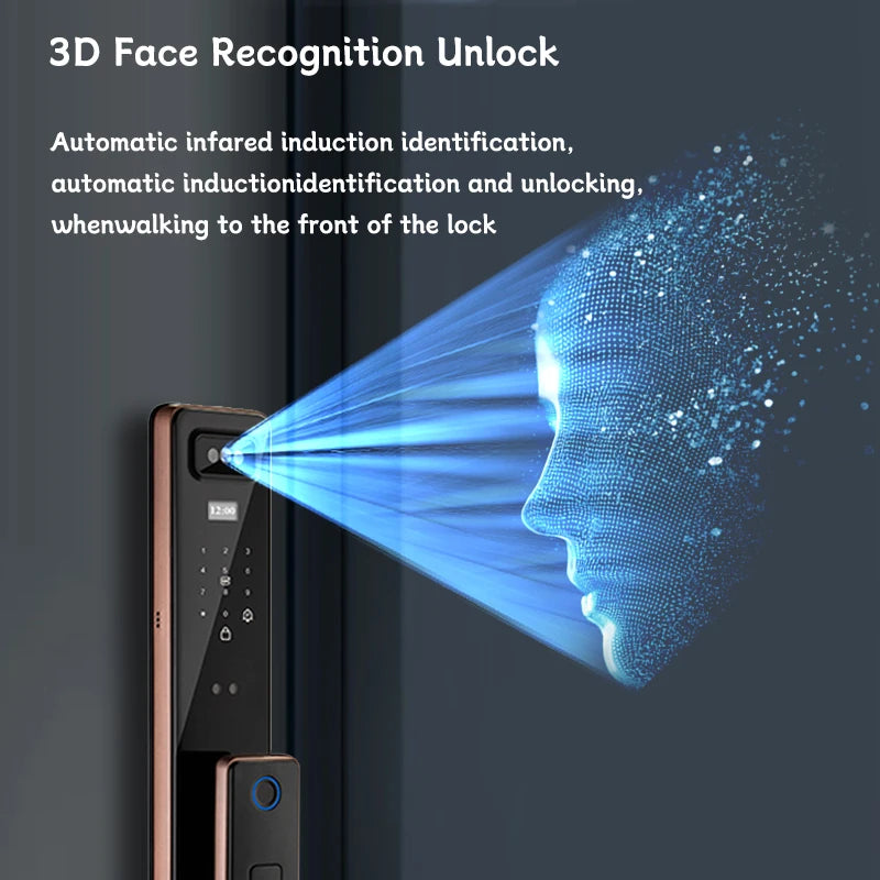 Tuya3D Face Recognition Smart Door Lock Security Camera Wifi Tuya APP Remote Control Voice Real-time Intercom Digital Electronic