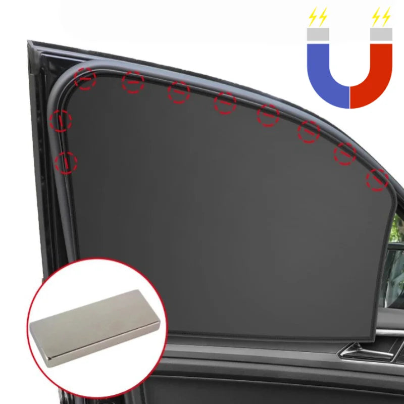 Magnetic Car Sunshade Cover Summer UV Protection Car Side Rear Window Curtain Black Mesh Sun Shade Cover Auto Car Accessories