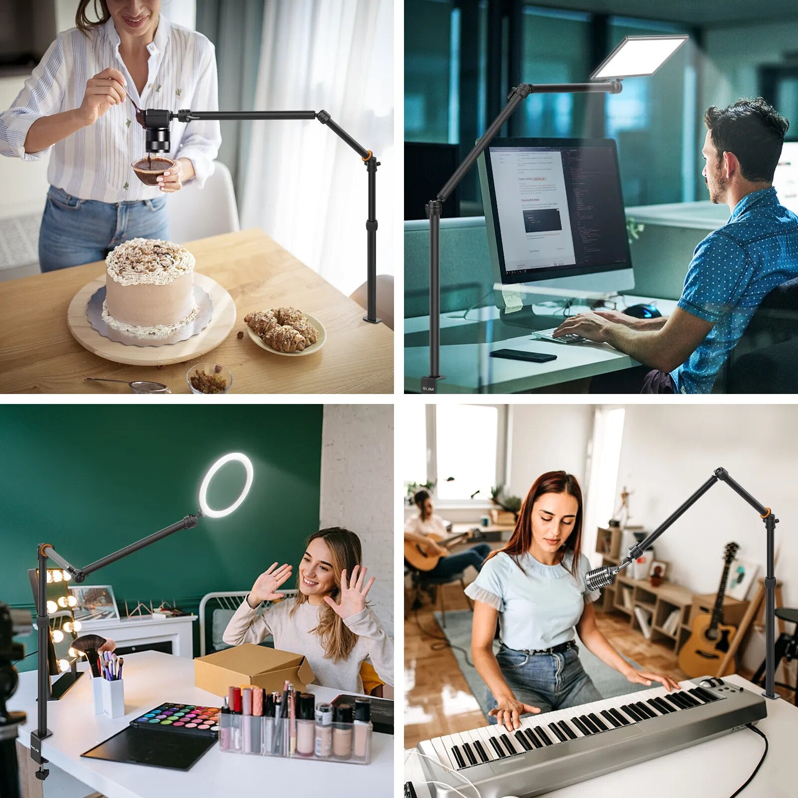 VIJIM LS06 Tripod Boom Cross Arm Camera Extension Flexible Arm Horizontal Bar for Canon Snoy Phone Photographic Desk Mount Stand