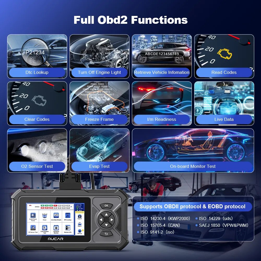 MUCAR CDE900 PRO OBD2 Diagnostic Tool With 4 System Diagnostics ECM TCM ABS SRS Automotive Scanner Car Code Reader OBD 2 Scanner