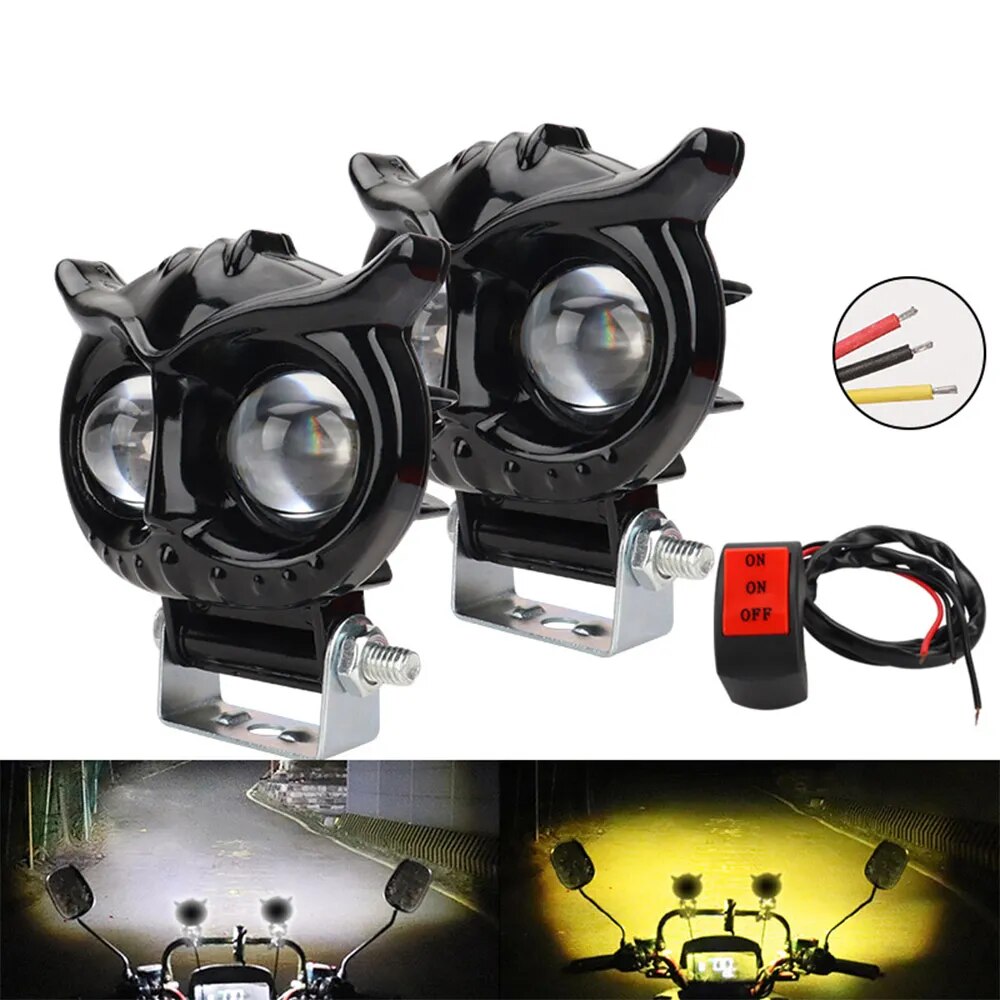 2pcs owl style LED Spotlight Motorcycle Headlight Fog lamp Driving light Car headlight Lens laser lamp High low beam signal lamp
