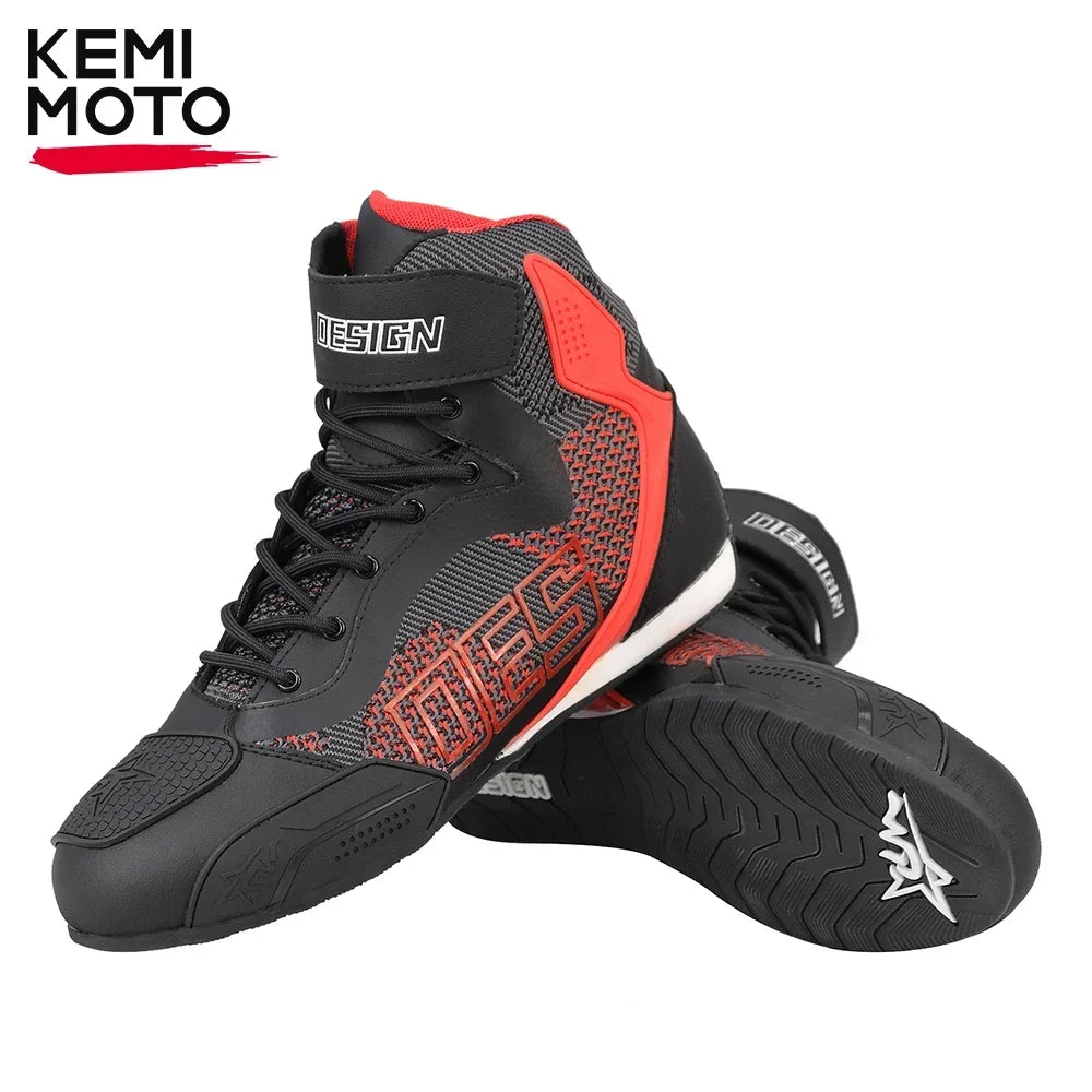 Motorcycle Boots For Men Racing Shoes Riding Off-road Motorbike Breathable Red Black Durable Comfortable Soft Protection Rider