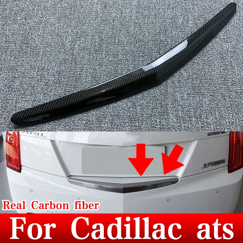 Carbon Fiber Decorative Cover Cadillac 2014 2015 2016 2017 2018 ATS Rear Trunk Carbon Fiber bumper  Decorative Strip Spoiler