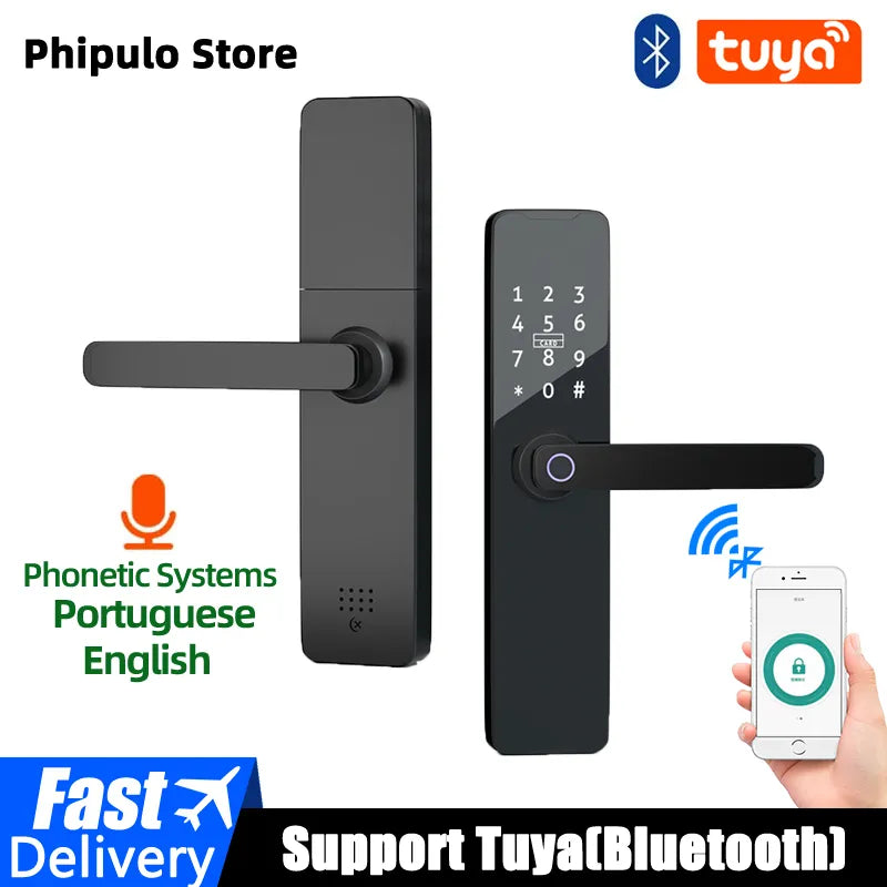 PHIPULO Biometric Fingerprint Door Locks Smart Lock Tuya App Remote Unlocking Keyless Lock Digital Electronic Door Lock