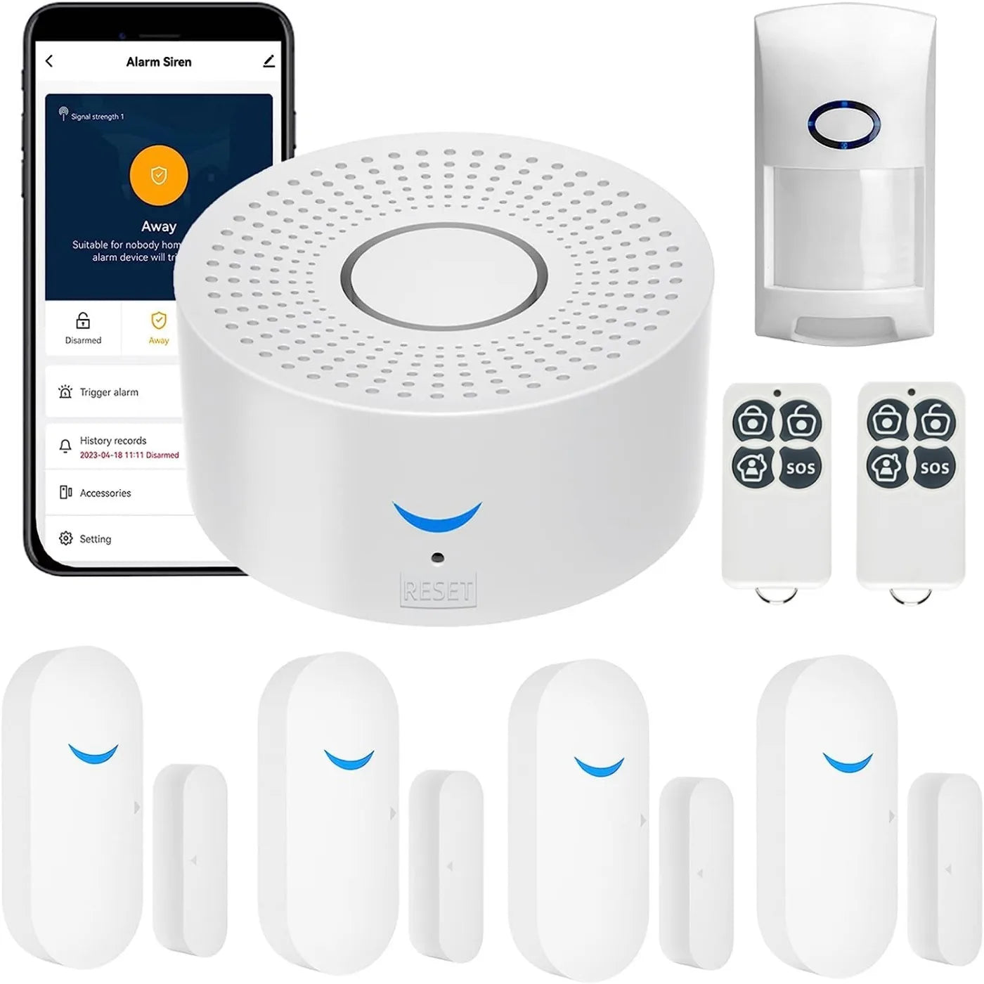 Wireless WiFi Smart Home Automation Security Alarm System With Door Sensor Motion Sensor Smart Life App Burglar Alarm Siren
