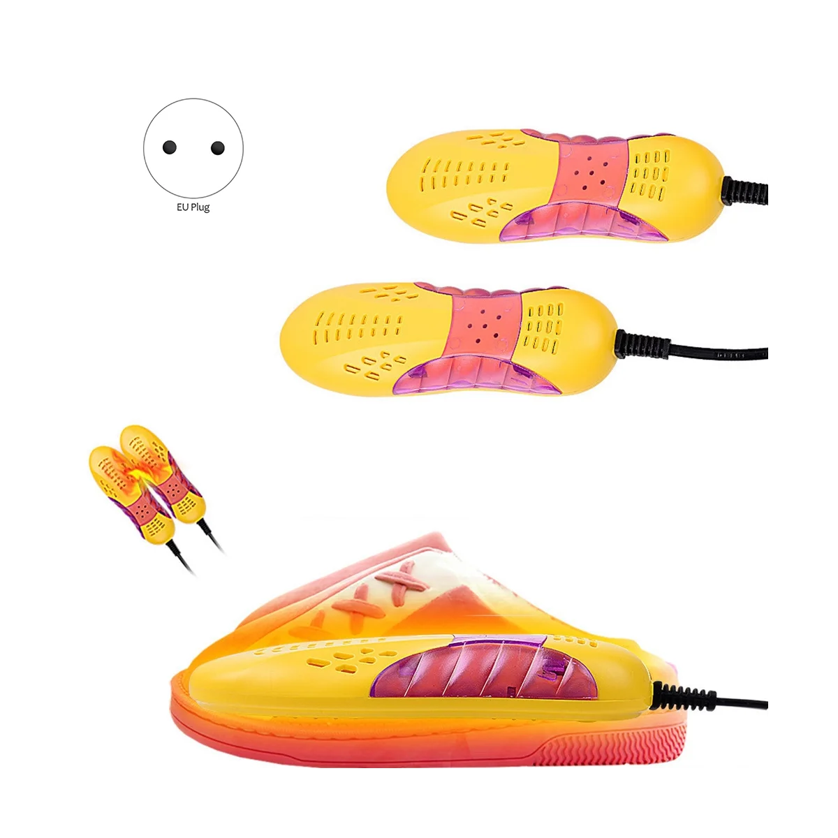 Race Car Shape Shoe Dryer Foot Protector Boot Odor Deodorant Dehumidify Device with Voilet Light Heater 18W (B) EU Plug