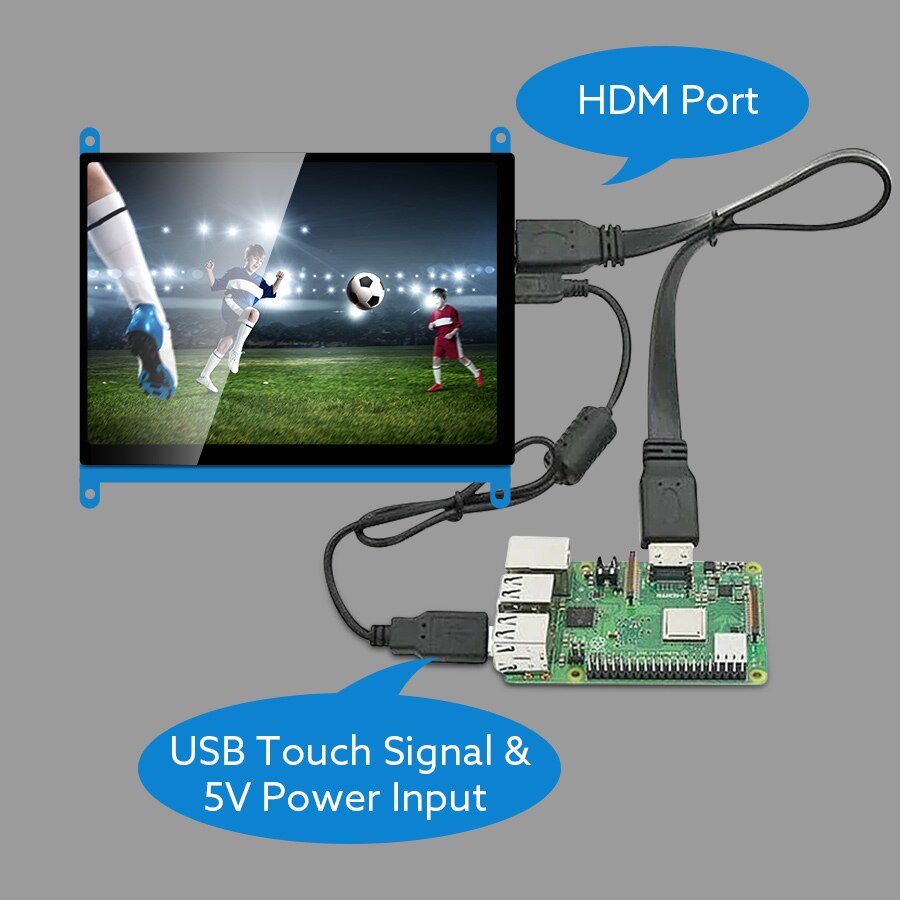 Portable Mini 7 Inch 5 Point Capacitive LCD Touch Screen Panel IPS 1024x600 Full HD HDMI Gaming Monitor PC Display Raspberry Pi