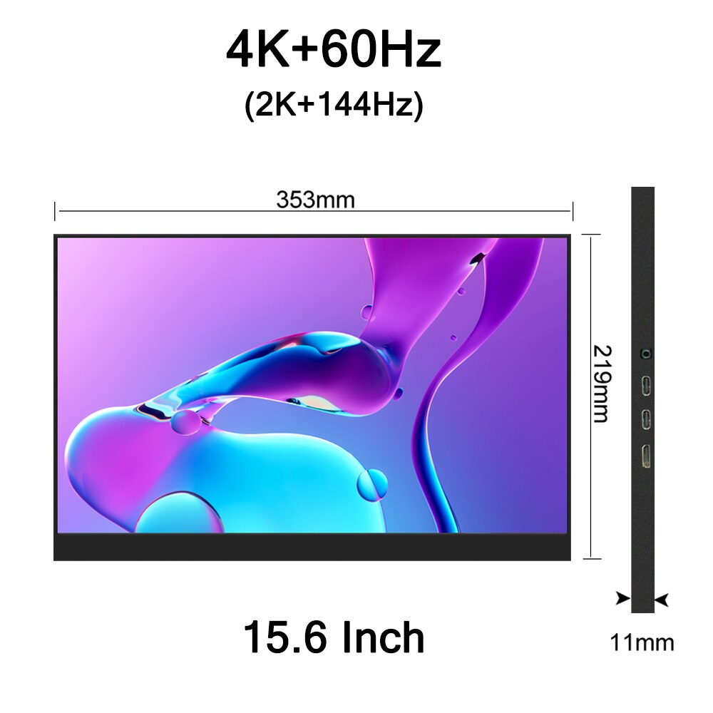 15.6/17.3 Inch 4K 144Hz Touchscreen Portable Monitor 100%DCI-P3 HDR 1MS FreeSync IPS Screen Game Display For XBox PS4/5 Switch