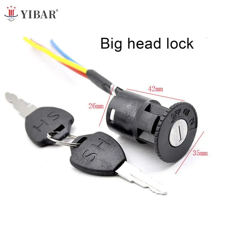 Ignition Switch Key Power Lock Universal Electric Bicycle Biking Portable Dustproof Cycling Parts for Electric Scooter