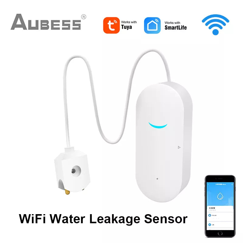 AUBESS Tuya WiFi Water Leakage Sensor Smart Home Water Leakage Detector Flood Alert Overflow Security Protection Via Smart Life