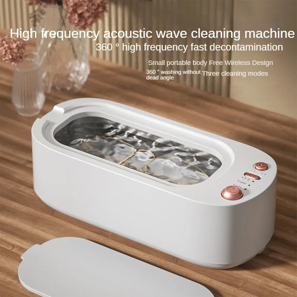 1PCS Portable Ultrasonic Cleaner High Frequency Vibration Cleaning Machine For Jewelry Necklace Ring Eyeglasses Watch Razor