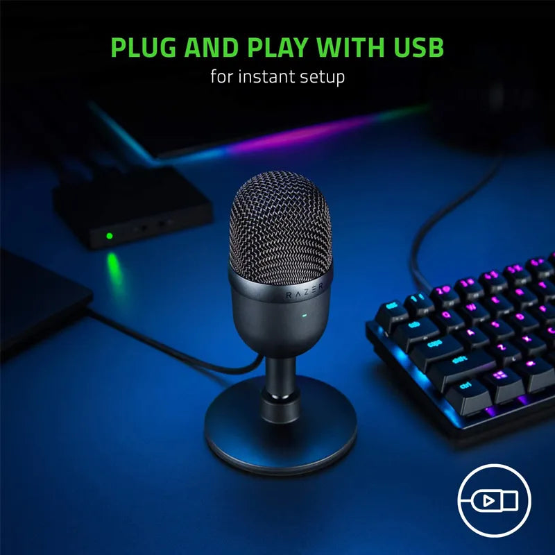 Razer Seiren Mini USB Condenser Microphone for Streaming Gaming on PC Pro Recording/Precise Supercardioid Pickup Pattern Mic