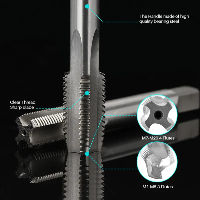 XCAN 1pc Right Hand Thread Tap HSS Machine Plug Tap Metric Screw Tap Drill Thread Tool M2 M3 M4 M6 M7 M8 M10 M12 M14 Hand Tools