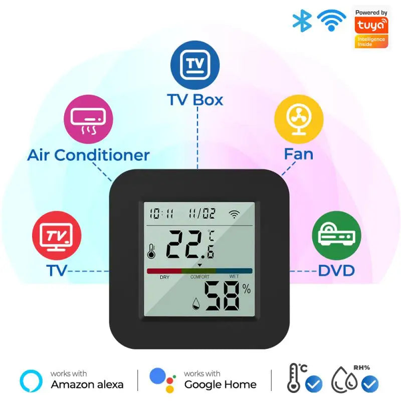 Tuya Smart Wifi 3-in-1 Temperature Sensor Infrared Remote Control For Air Conditioner Fan TV DVD Work With Alexa Google Home