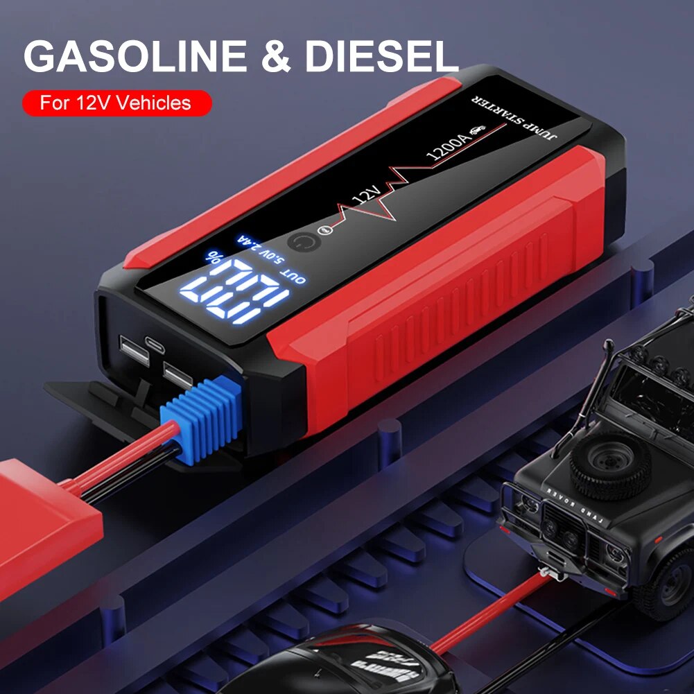 30000mAh Car Battery Jump Starter Power Bank  Portable USB Fast Charger with LED Lamp 12V Emergency Booster Car Accessories