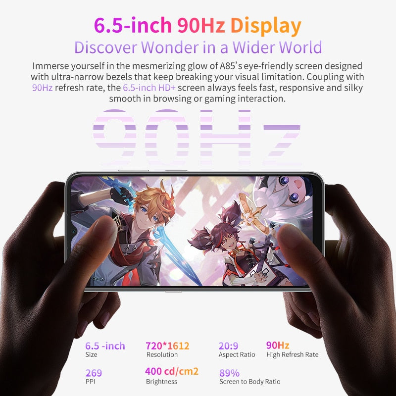 【World Premiere】 Blackview A85 Global Version 8GB 128GB 6.5'' HD+ 90Hz Display 50MP Camera 4480 mAh Battery NFC