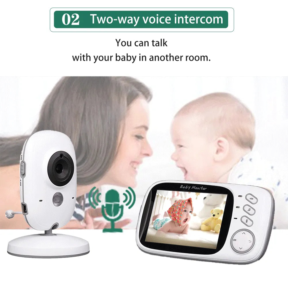 OULU 3.2 Inch Wireless Video Color Baby Monitor High Resolution Baby Nanny Security Camera Night Vision Temperature Monitoring