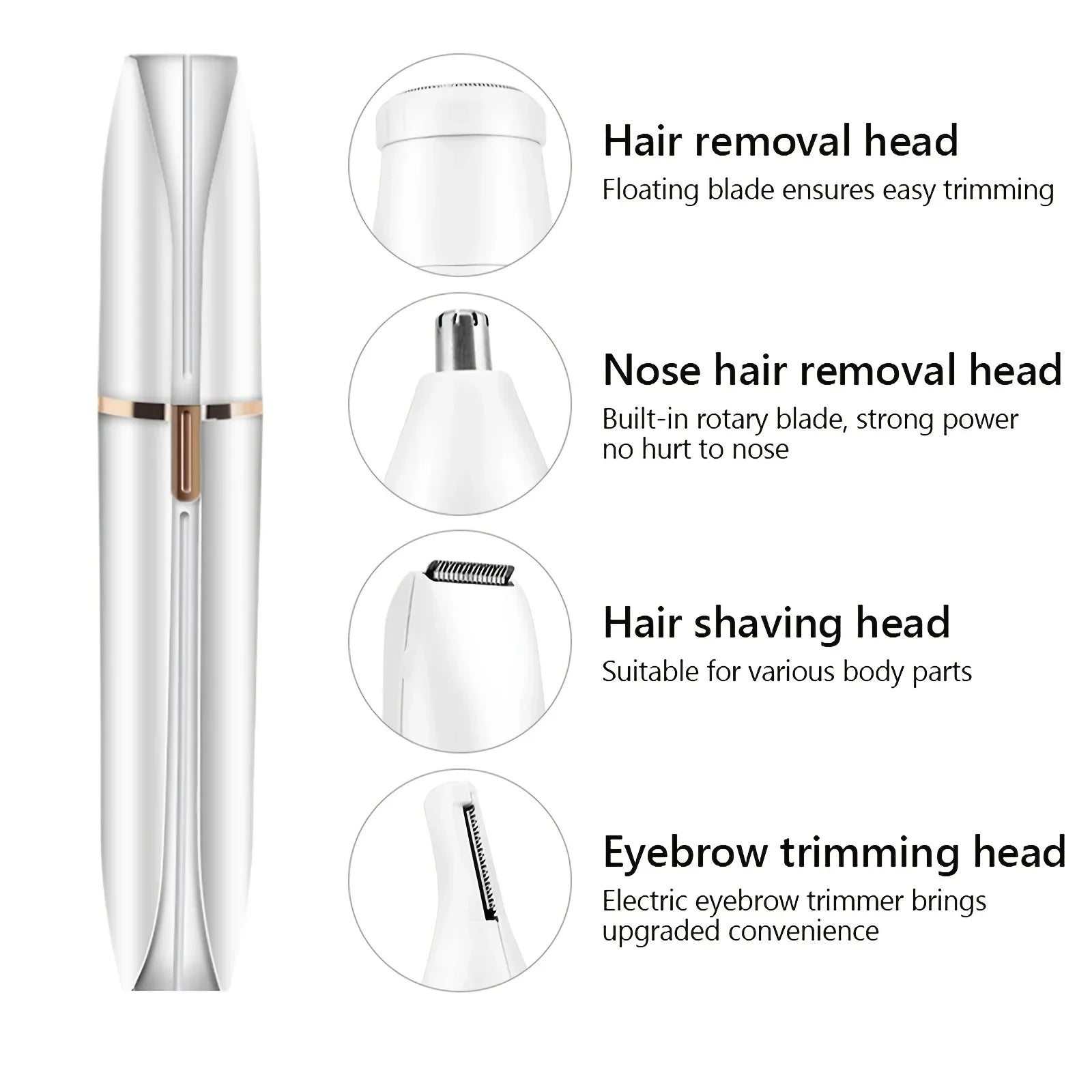 Women 4 In 1 Electric Razor for Full Body Shaving Facial Epilator Shaver Eyebrow Trimmer Nose Bikini Line Electric Hair Remover
