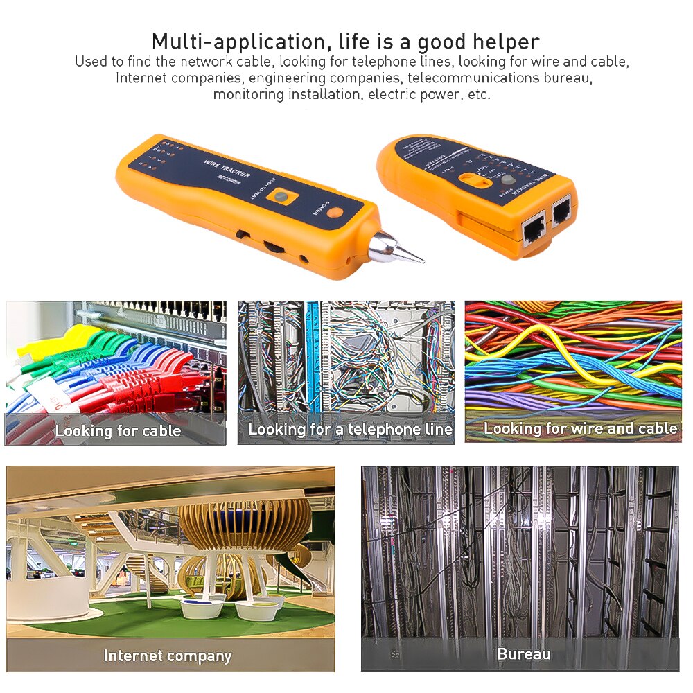 Kebidumei tester Cat5 Cat6 RJ11 RJ45 Telephone Cable Tracker tool Kit Wire Toner LAN Ethernet Network Cable Detector Line Finder
