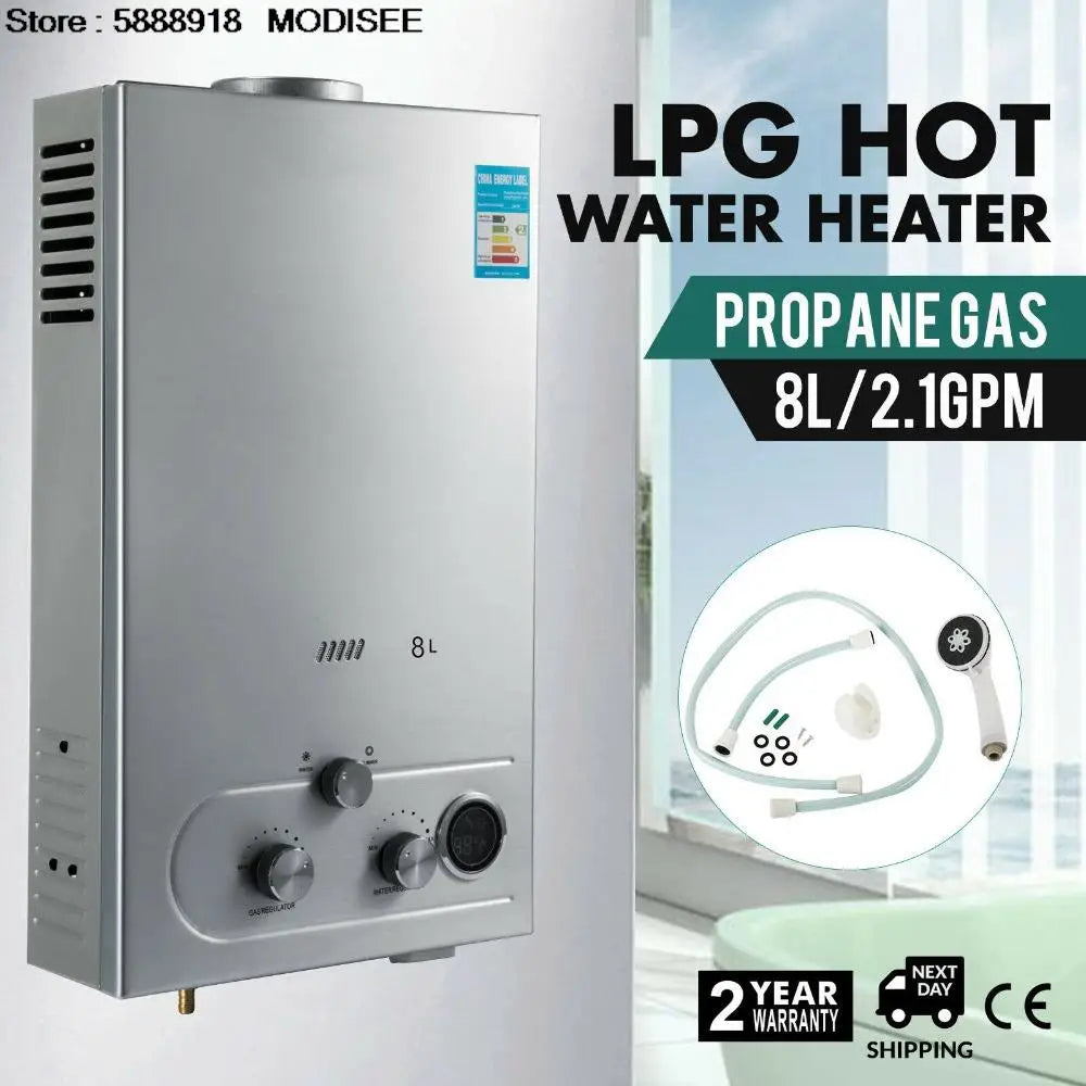 Heater Gas Water Boiler LPG/Nature Gas Gas Propane 8L/10L/12L/16/18L Hot Water Heater Camping Water Heater Kit With Shower Head