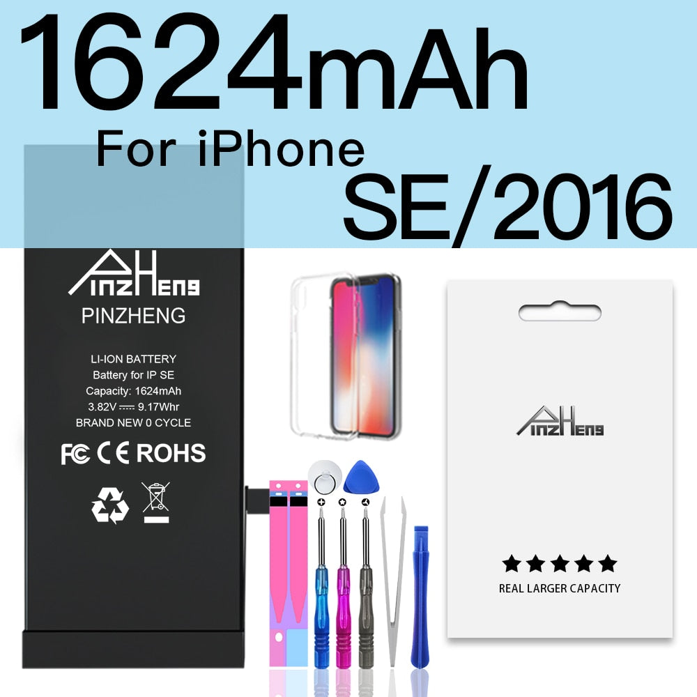 PINZHENG Original High Capacity Battery For iPhone 5S SE 5 6 6S 7 8 Plus Phone Replacement Batteries Warranty One Year Bateria