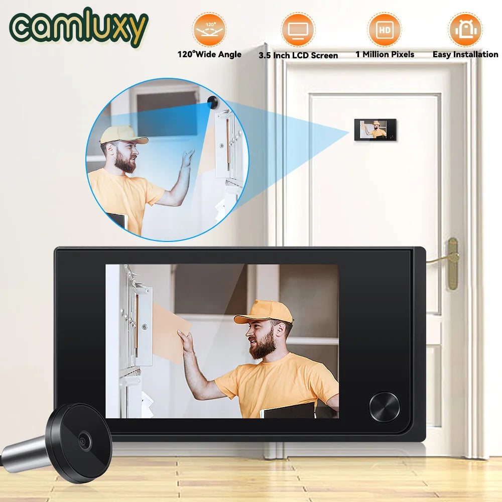 Camluxy 3.5 Inch Peephole Doorbell Camera 120° Viewer Digital Camera LCD 2 Million HD Pixels Cat Eye Door Bell Outdoor Monitor