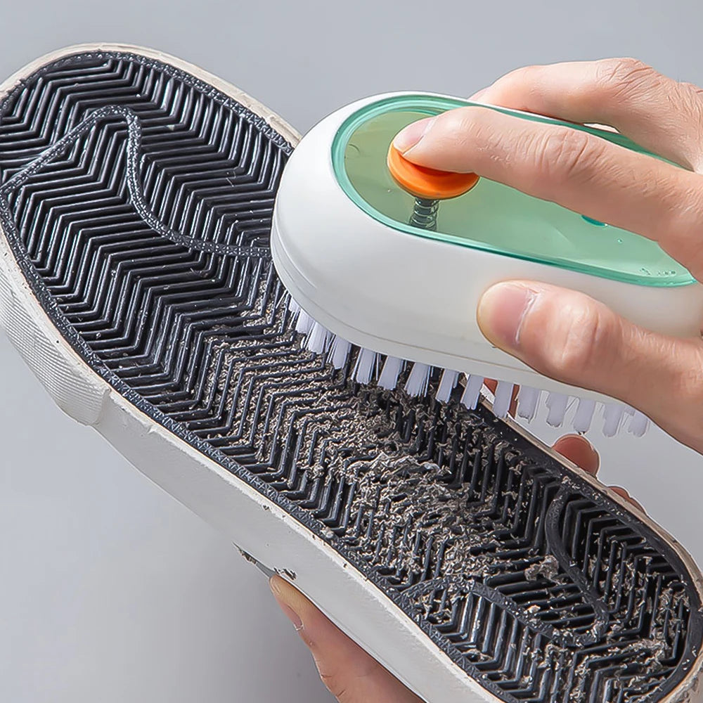 Multifunction Cleaning Brush With Soap Dispenser Soft Bristled Shoe Brush Long Handle Clothes Cleaner Household Cleaning Tools