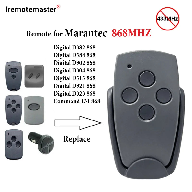 For Marantec Digital D302 D304 868MHz Garage Door Remote Control MARANTEC Handheld Transmitter Command 868.3mhz Gate Key