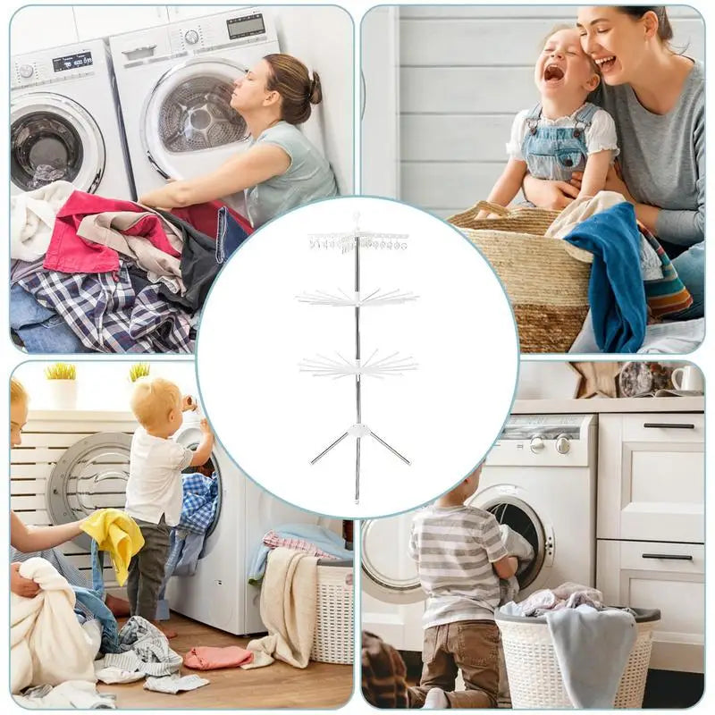 Laundry Drying Rack 360 Rotatable Tripod Airer For Clothes Indoor Outdoor Laundry Hanger For Towels Socks Underwear Shirts