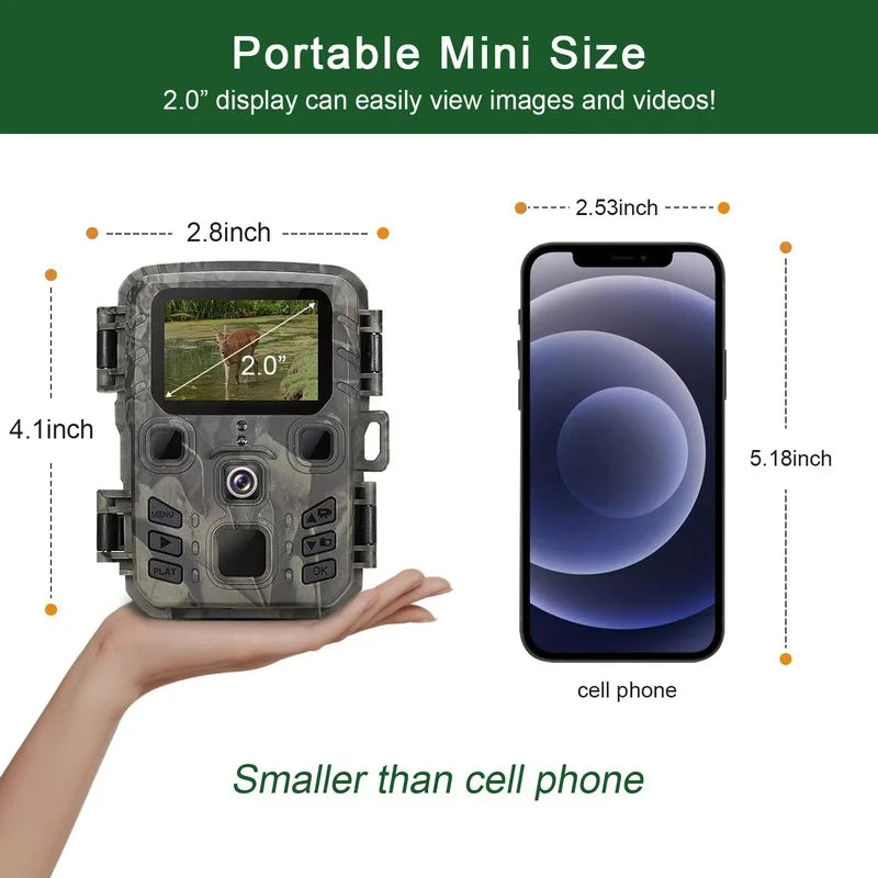 Outdoor Mini Trail Camera 4K HD 20MP 1080P Infrared Night Vision Motion Activated Hunting Trap Game IP66 Waterproof Wildlife Cam