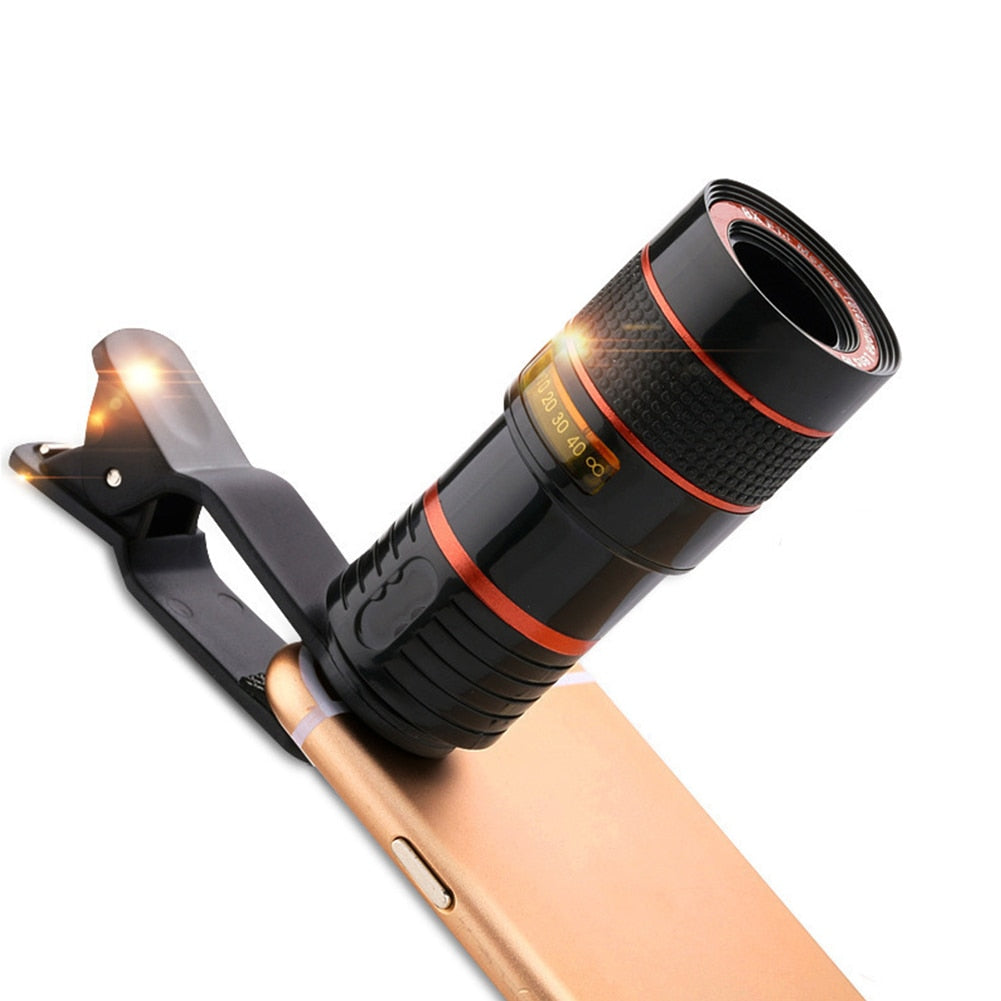 Lens Universal Clip 8x Zoom Phone Camera Telephoto Lens Monocular Telescope Phone Universal Optical Telescope Lens For iPhone