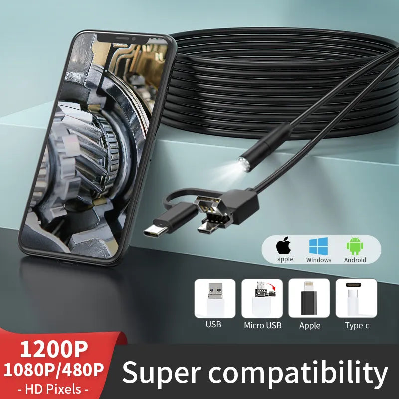 Pipe Endoscope 480P/1080P/1200P 5.5mm/8mm Camera Suitable For Android Apple Mobile Phone Computer Inspection Pipe Car Endoscope