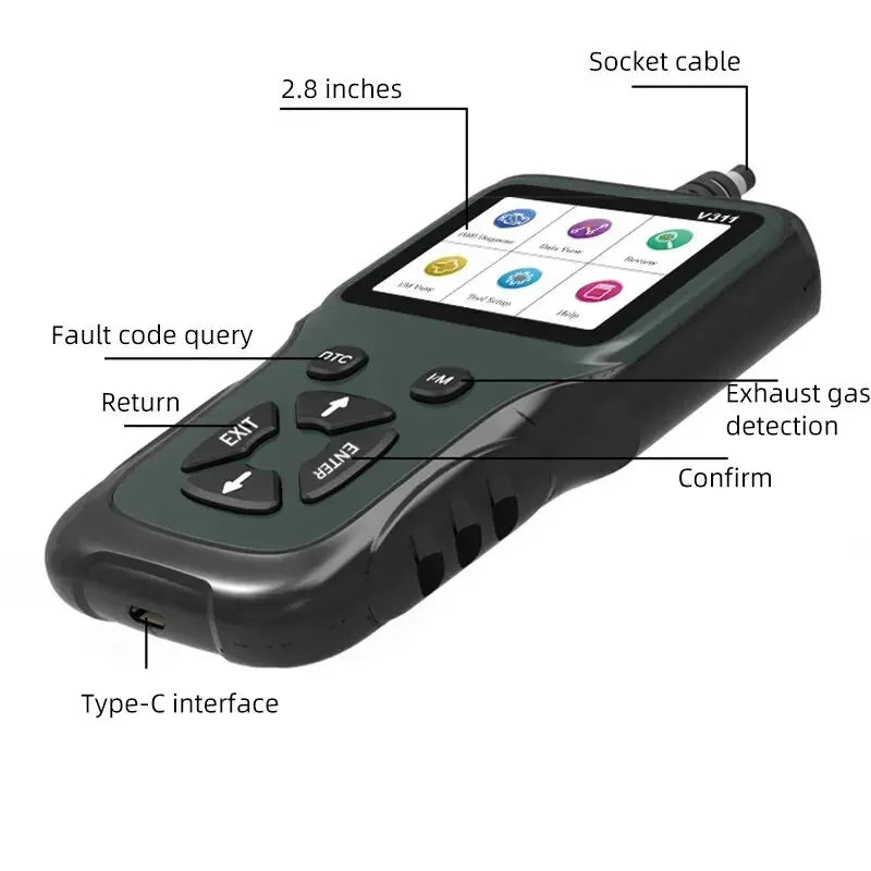 1 PC V311 Automobile Fault Diagnosis Instrument Engine Detection Car Code Reading Card Handheld Car Inspection Tool Obd2