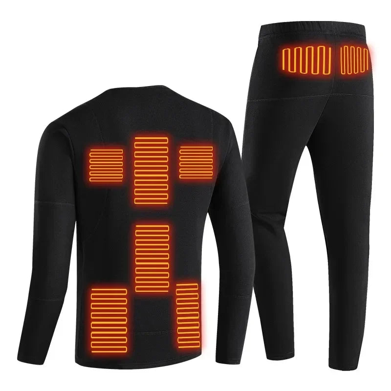 21 Areas Winter Heated Vest Motorcycle Jacket for Men Womens Fleece Thermal Long Tops Pants Heating Warmer Underwear Men's 5V