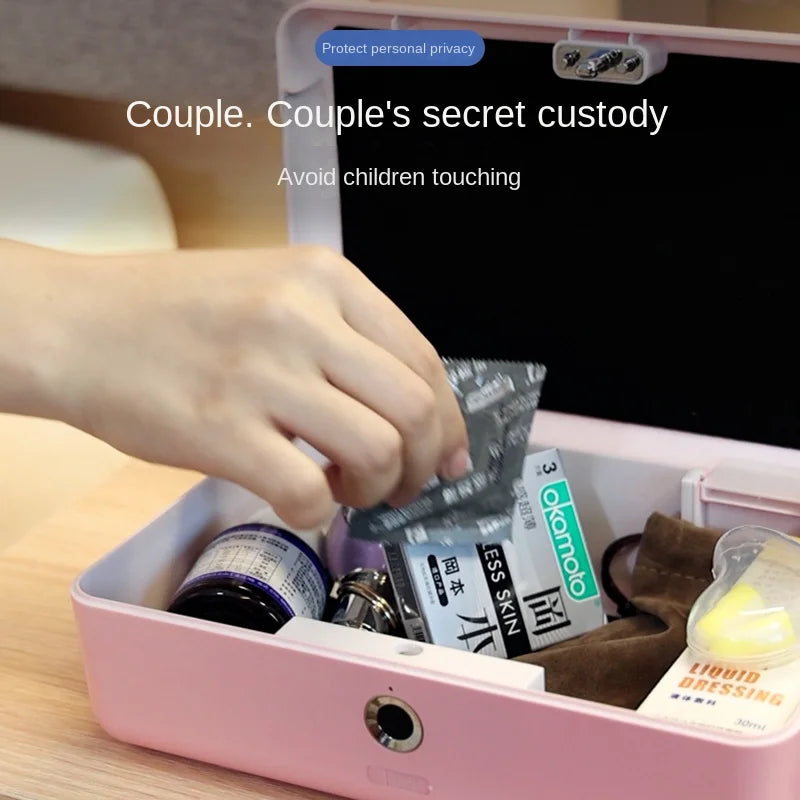Fingerprint Storage Box Privacy Box Key ID Card Jewelry Box with Password Lock Storage Box Safe Safe