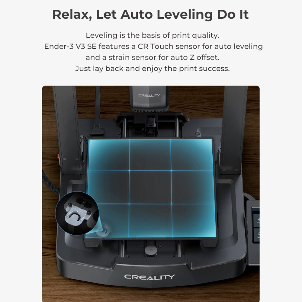 Creality Ender-3 V3 SE 3D Printer Sprite Direct Extrusion 250mm/S Faster Printing Speed Dual Z-Axis IU Display CR Touch