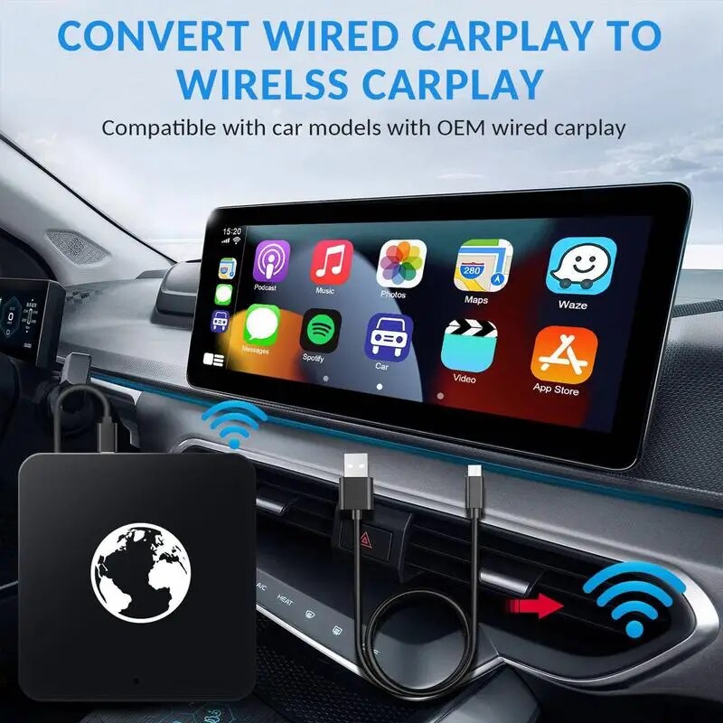 Smart Vehicle System Box Blue Tooths WiFi Auto USB Phone Auto Connect Car Play Dongle Black Wireless Casting Car Machine Adapter