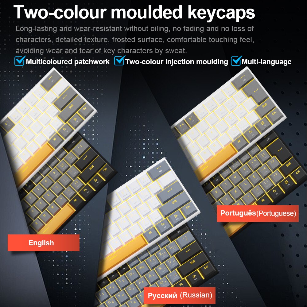 E-YOOSO Z11 USB Mechanical Gaming Wired Keyboard Red Switch 61 Keys Gamer Russian Brazilian Portuguese for Computer PC Laptop