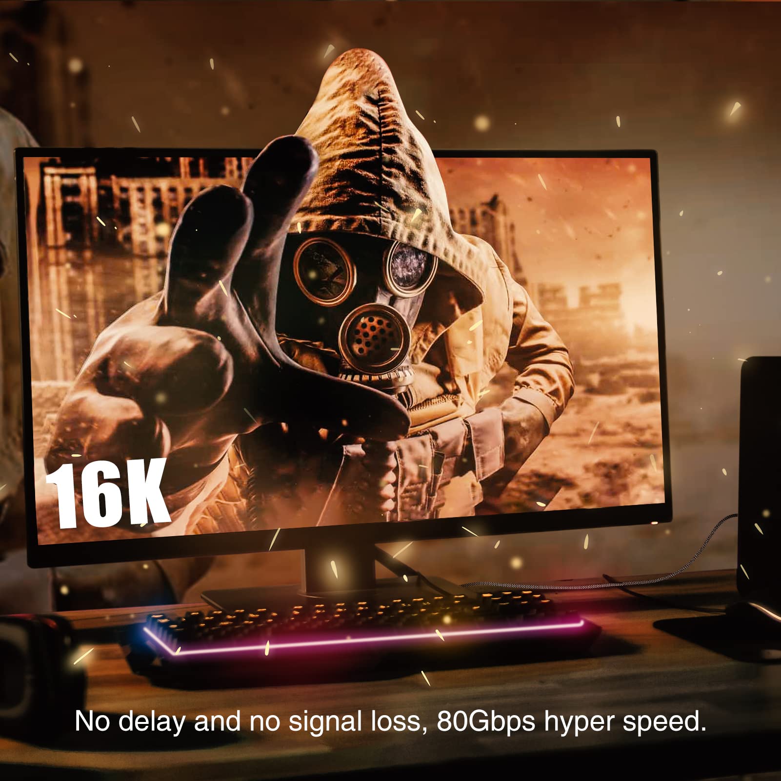 DteeDck DisplayPort Cable 4K 8K 16K DP 2.0 Cabel 80Gbps HDR 3D DP to DP for Xiaomi TV Box PC Laptop Monitor Video Game DP Cable