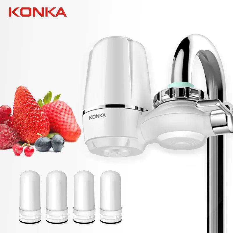 KONKA 1/4pc Tap Water Purifier Filter Washable Replacement Kitchen Faucet Long Lasting Ceramic Filtro Nine-Stage Clean