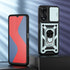 KEYSION Shockproof Armor Case for OPPO A78 5G Slide Camera Lens Protection Ring Stand Phone Back Cover for OPPO A58 5G A58X 5G