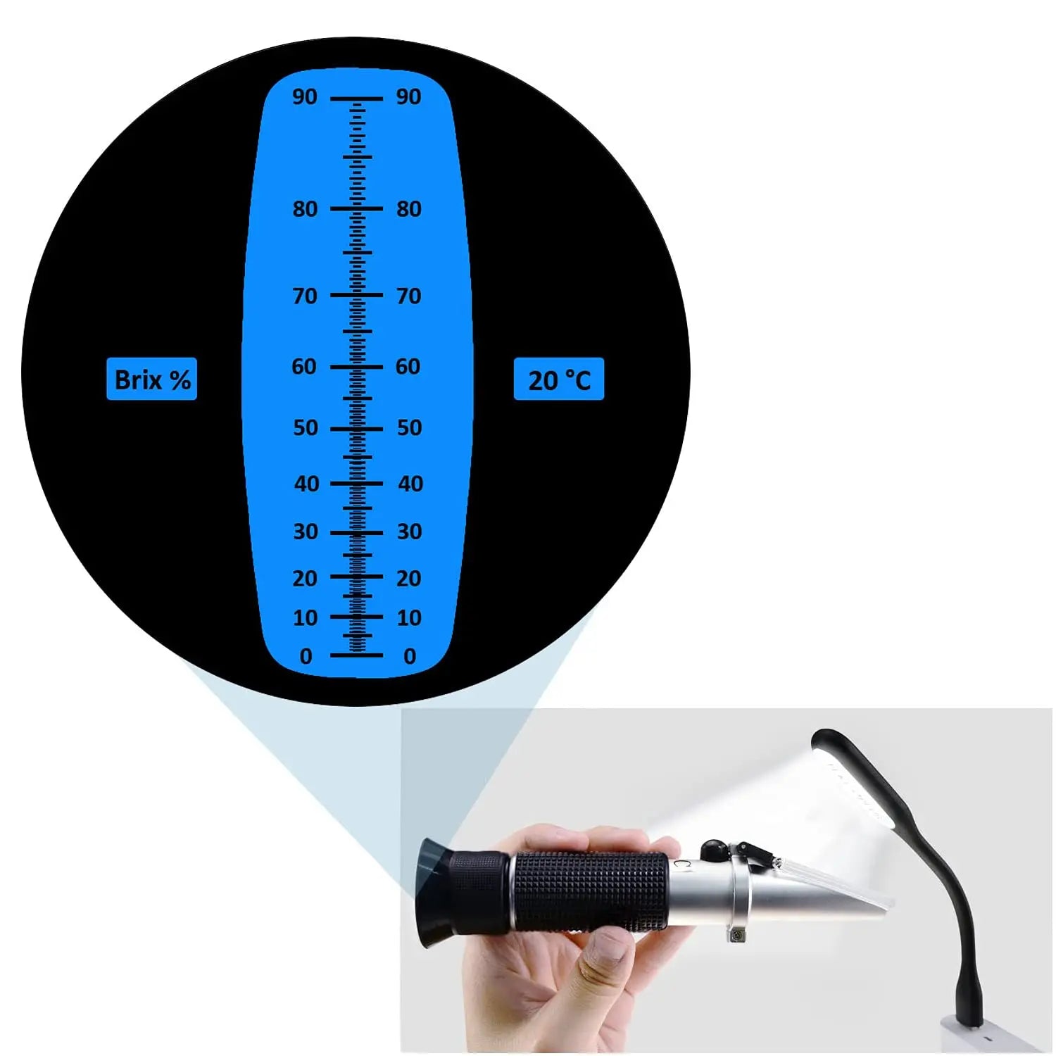Portable 0-90% Brix Refractometer High Accurate with ATC,Sugar Content Measurement for Sugar Food Fruit Beverages Honey