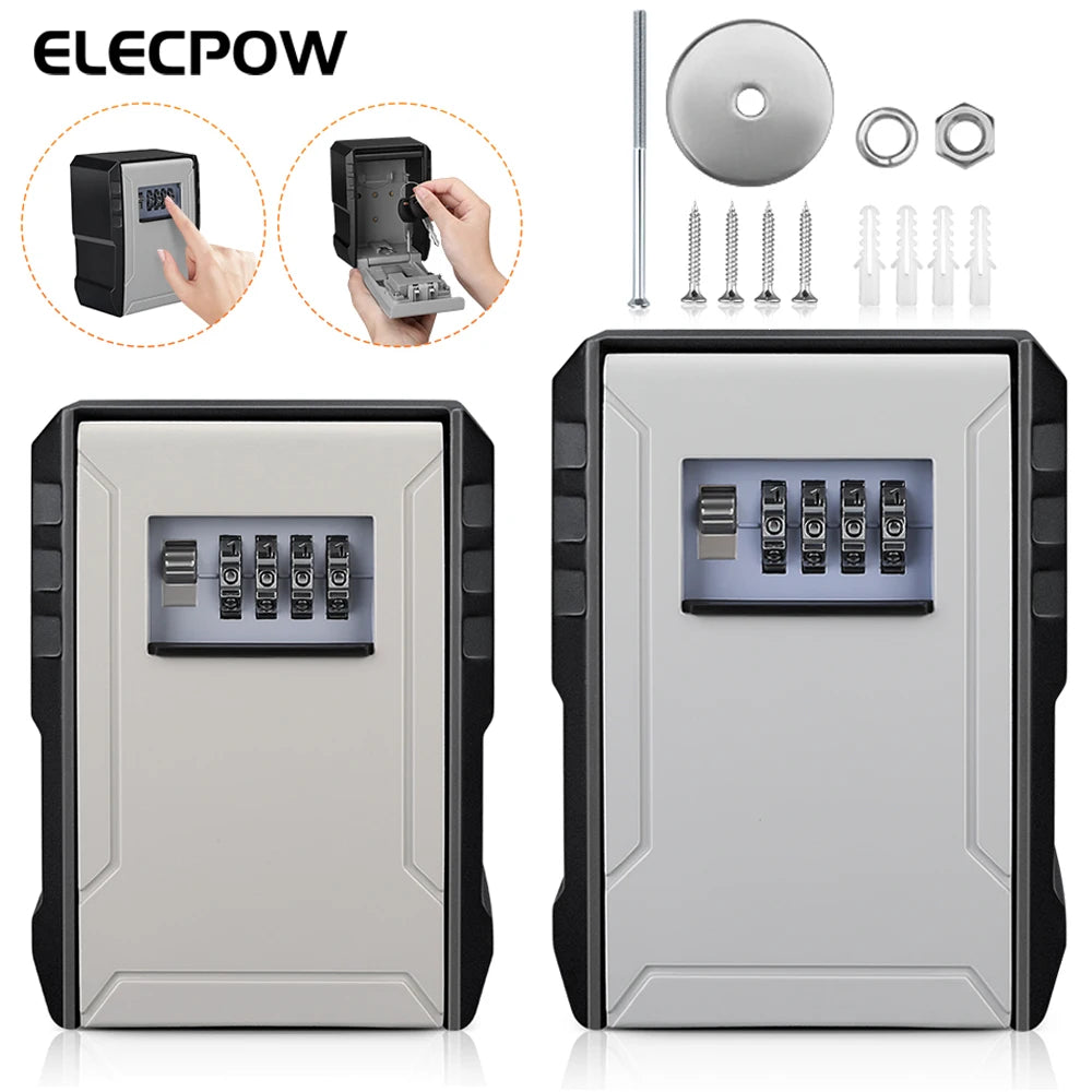 Elecpow New 4 Digits Password Key Box Metal Material Outdoor Waterproof Wall Mounted Lock Storage Box Anti Theft Key Safe Box