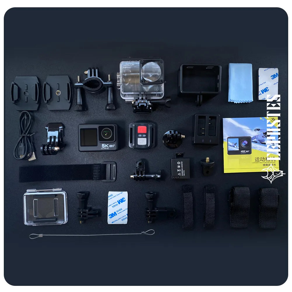 CERASTES 5K WiFi Anti-shake Action Camera 4K 60FPS Dual Screen 170° Wide Angle 30m Waterproof Sport Camera with Remote Control
