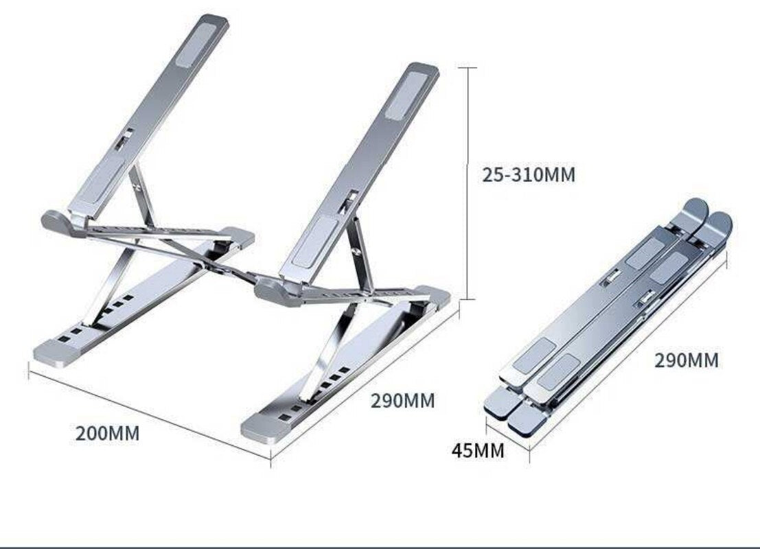 Aluminum 9 Levels Double Adjustable Height Vertical Folding Raised Layer Laptop Stand For iPad MAC Book